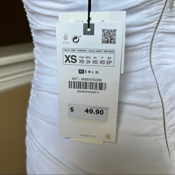 ZARA DRAPED LINEN BLEND DRESS | 3530/575 | - Picture 3 of 5